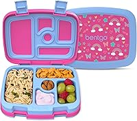 Bentgo Kids Prints Leak-Proof 5-Compartment Bento Lunch Box for Ages 3-7 - Durable, Drop-Proof, Dishwasher Safe, BPA & PFAS-Free (Rainbows & Butterflies)