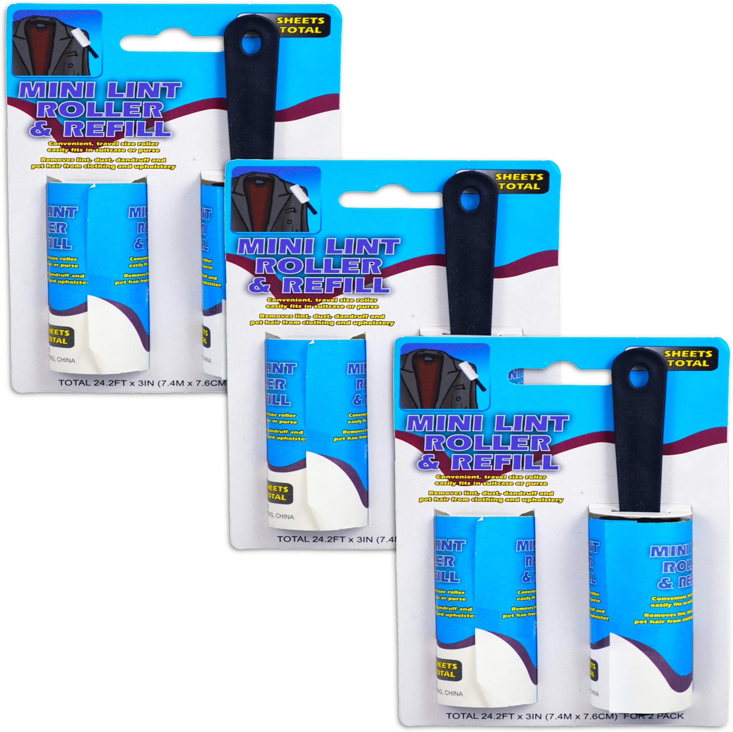 Mini Lint Remover for Clothes Travel and Refills ~ 6 Set Portable Lint Remover for Clothes | Mini Lint Roller for Travel | Lint Roller with Refill (480 Sheets).