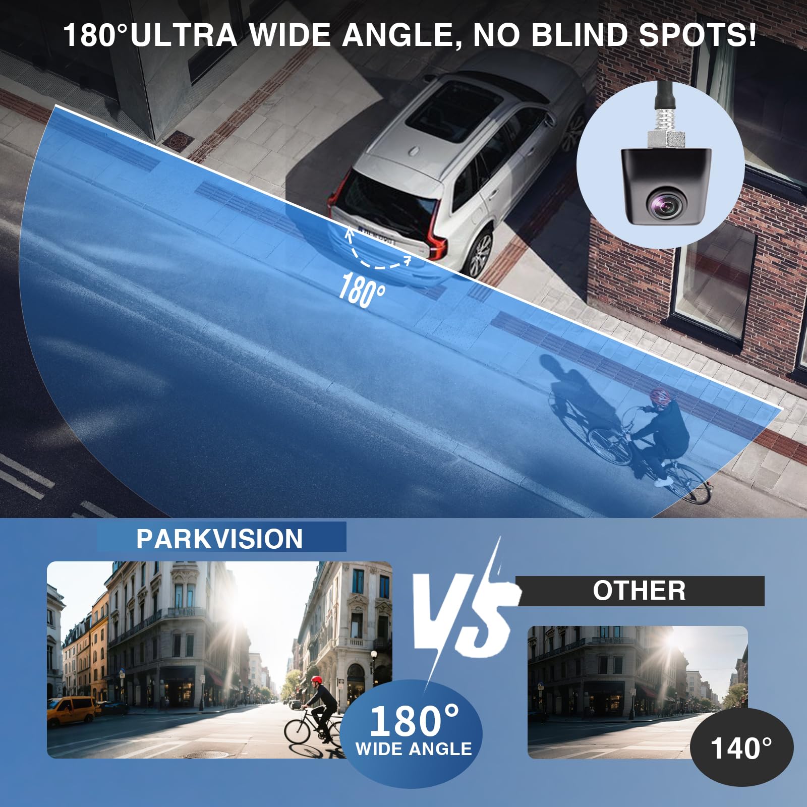 PARKVISION Caméra de recul pour voiture - Boîtier en métal robuste - 1080P HD - Caméra de recul grand angle 180° - Style OEM - Pour tous les types de véhicules avec 6 systèmes commutables