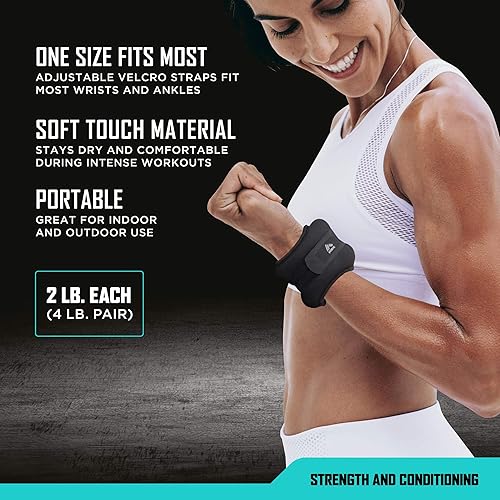 Miniatura 3 de RBX - Pesas de tobillo y muñeca para mujeres y hombres, correas de velcro, hechas para correr, caminar, entrenamiento de resistencia y terapia