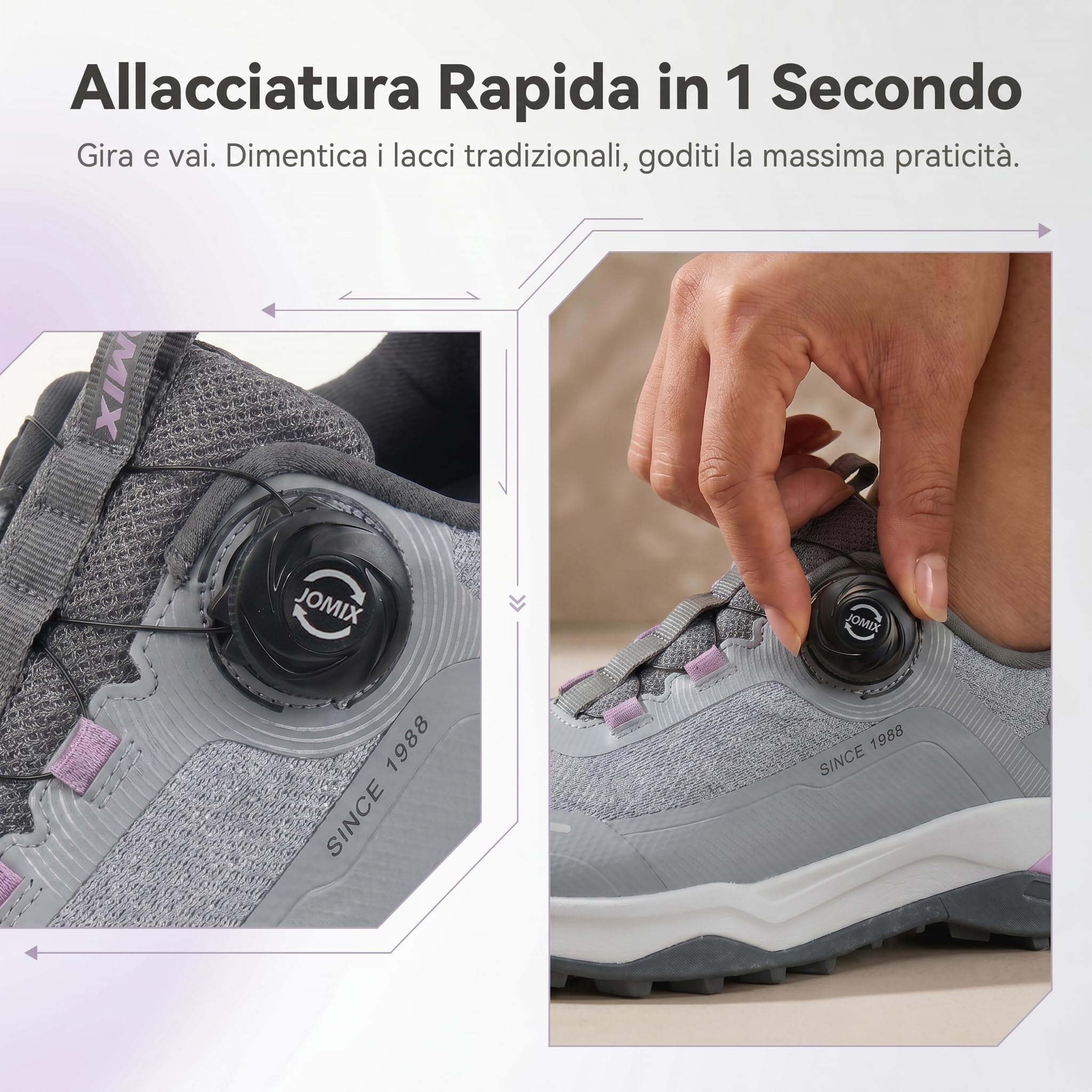 CLEIKES Scarpe da Trekking Donna Chiusura a Rotella Sneakers Outdoor Traspiranti Leggere Antiscivolo per Escursionismo Montagna e Camminata WOS260318IT