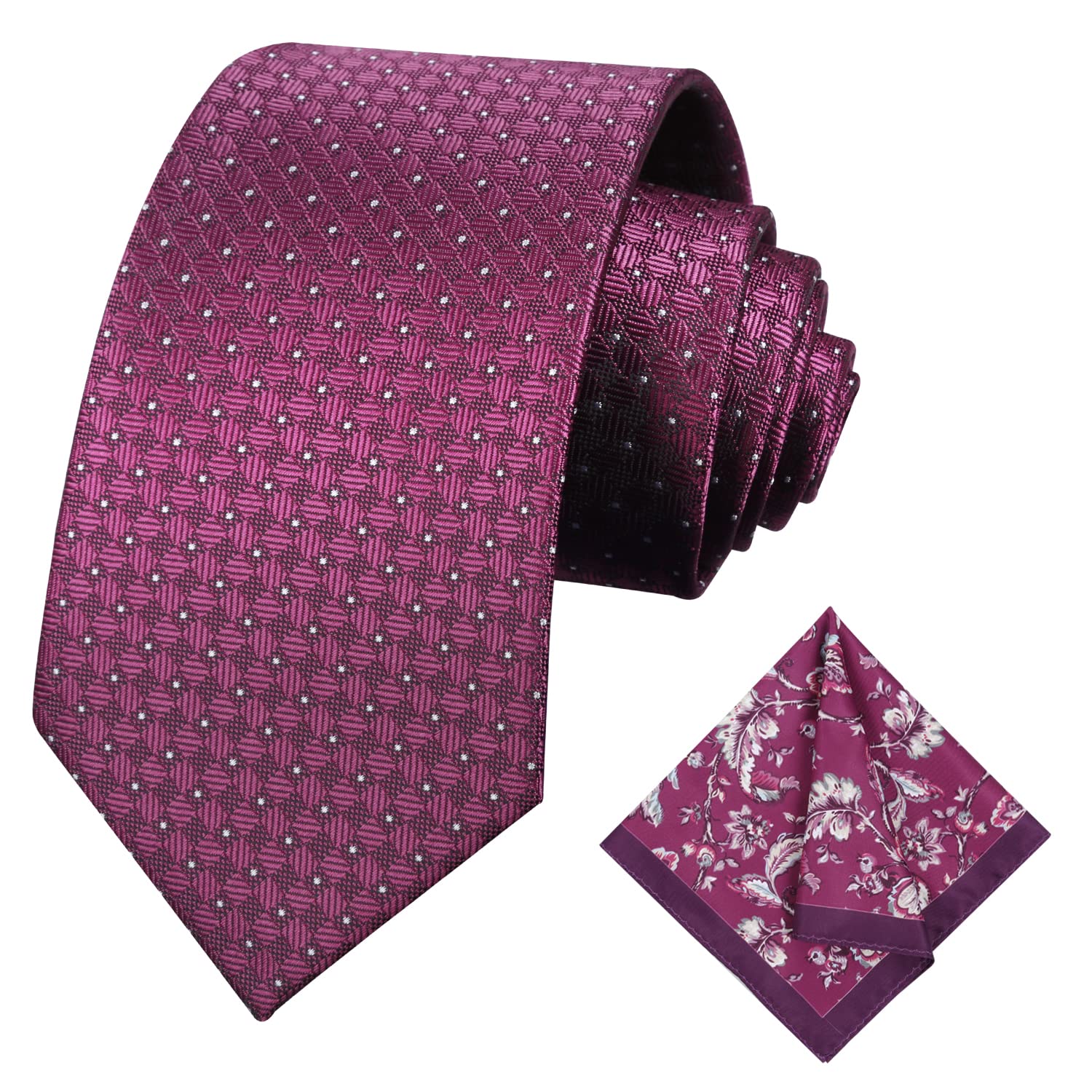 AlizealMens Necktie and Handkerchief Formal Classic Wedding Party Ties and Pocket Square Sets Gifts for Man