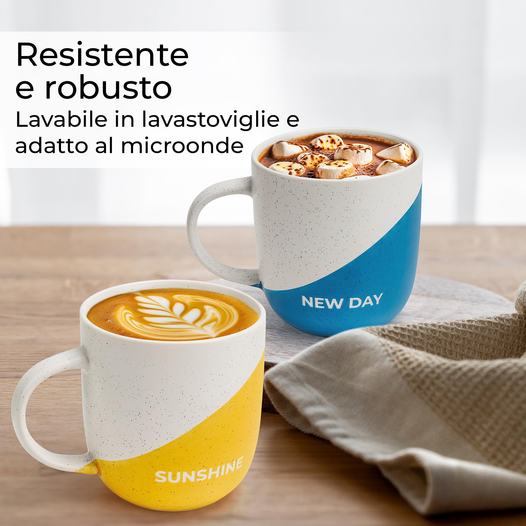 Set 4 Tazze Da Caffè 300 Ml Con Scritte Motivazionali - Regalo Per Famiglia E Amici, Microonde E Lavastoviglie - Foto 6