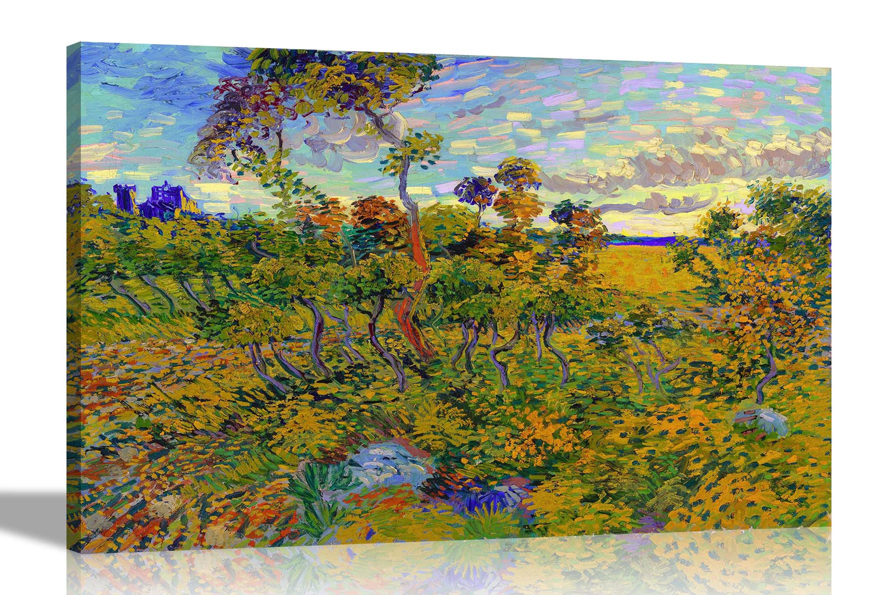 Artley Prints Green Sunset At Montmajour By Vincent Van Gogh Canvas Wall Art L Framed Prints L Abstract Decoration Oil Painting Reprint Hanging Artwork Large 86 X 61Cm (34 X 24 Inches) A1