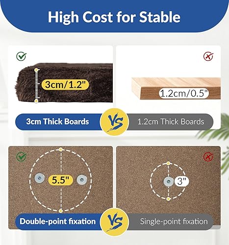 Miniatura 5 de Cat Craft Poste Rascador para Gatos con Cama Poste Rascador de Alfombra con Percha Poste para Gatos de Interior Torre de Árbol para Gatos, Marrón