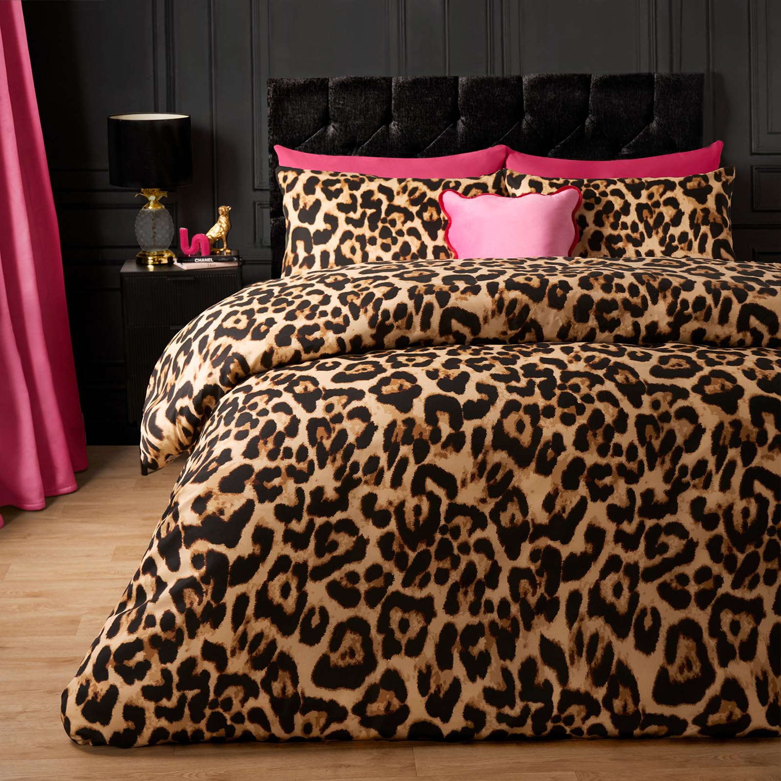 OHS Leopard Print Bedding, Double Duvet Cover Set Super Soft Cosy Comfy Leopard Print Fabric Luxurious Design Modern Double Duvet Set with 2 Matching Pillowcases, Natural — image 1