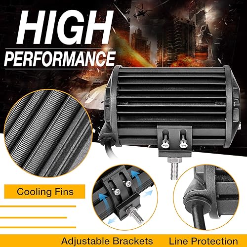 Miniatura 4 de Pack de 2 focos de luz LED CREE, DJI 4X4, haz de proyección, para conducción fuera de carretera, panel negro, para camiones, Jeep, SUV, ATV, UTV,