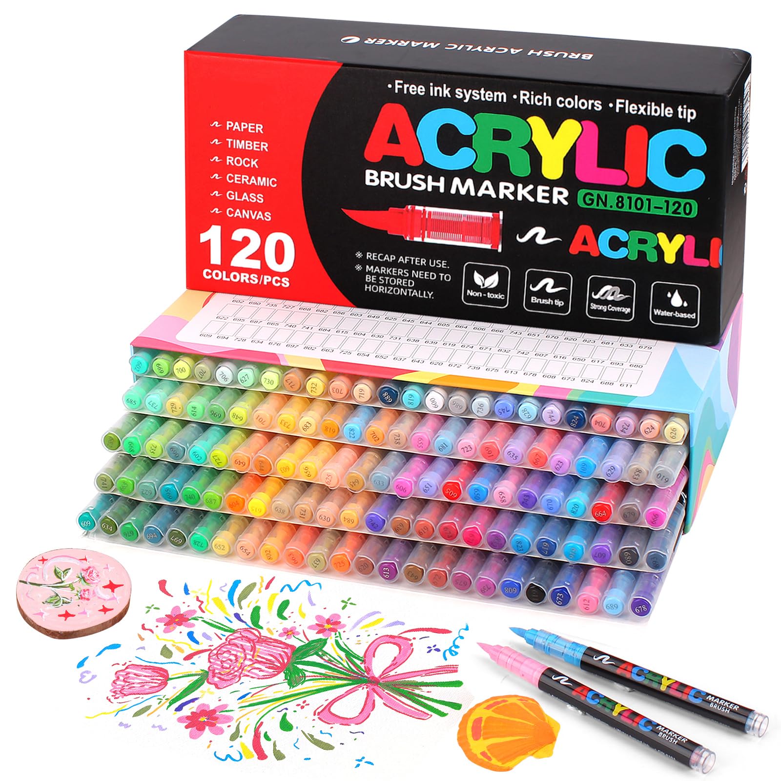 120 Farben Acrylstifte für Steine Wasserfest,0.1~0.5mm Acrylstifte Wasserfest für Glas, Holz, Keramik, Leinwand, Acrylic Marker Set für Ostern und Weihnachten