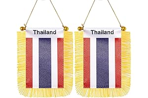 2 Pack Thailand Mini Window Hanging Flag with Suction Cup and Tassel