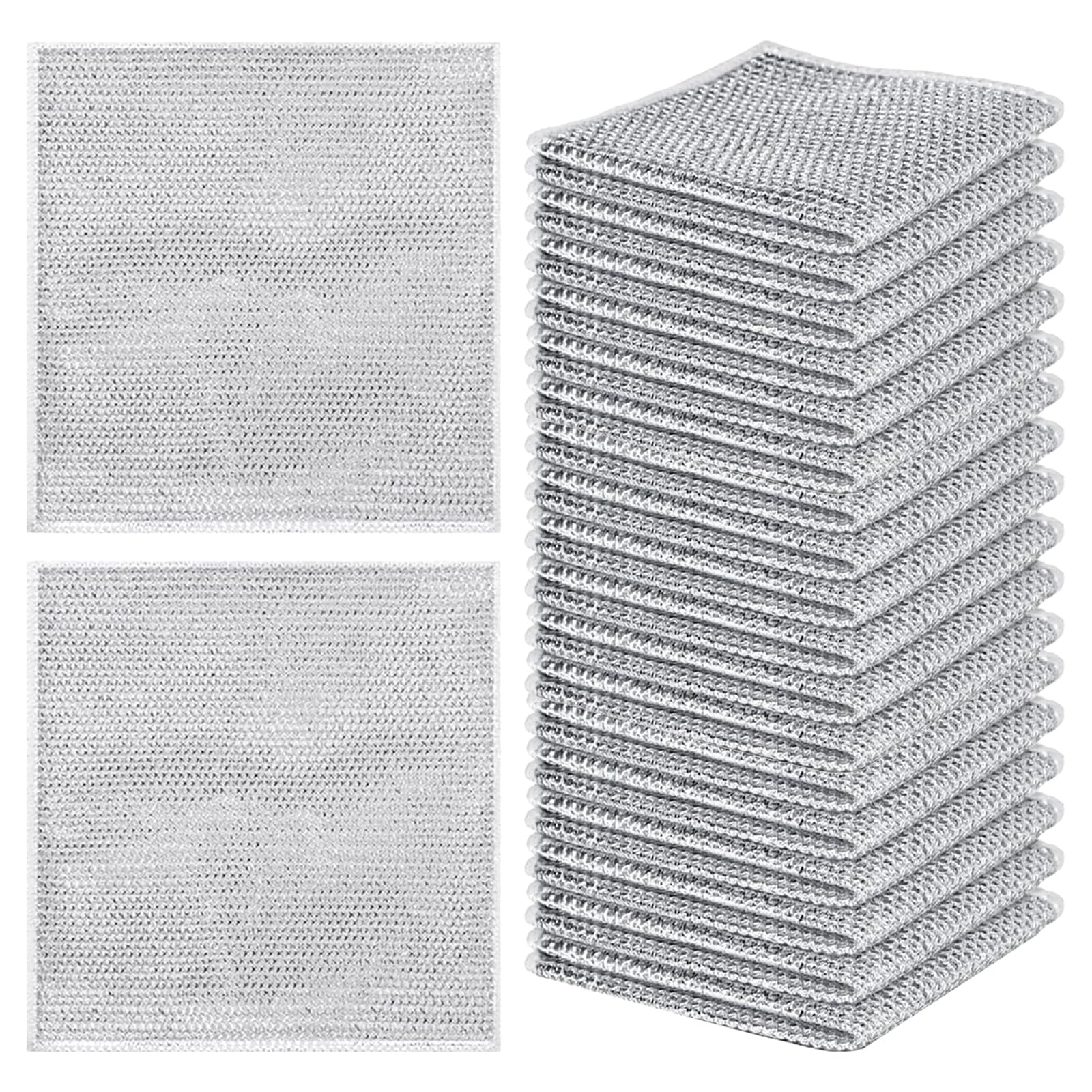 30 Strofinacci In Filo Metallico Riutilizzabili - Panni Multiuso Per Cucina Anti-Graffio 20x20 Cm - Foto 13