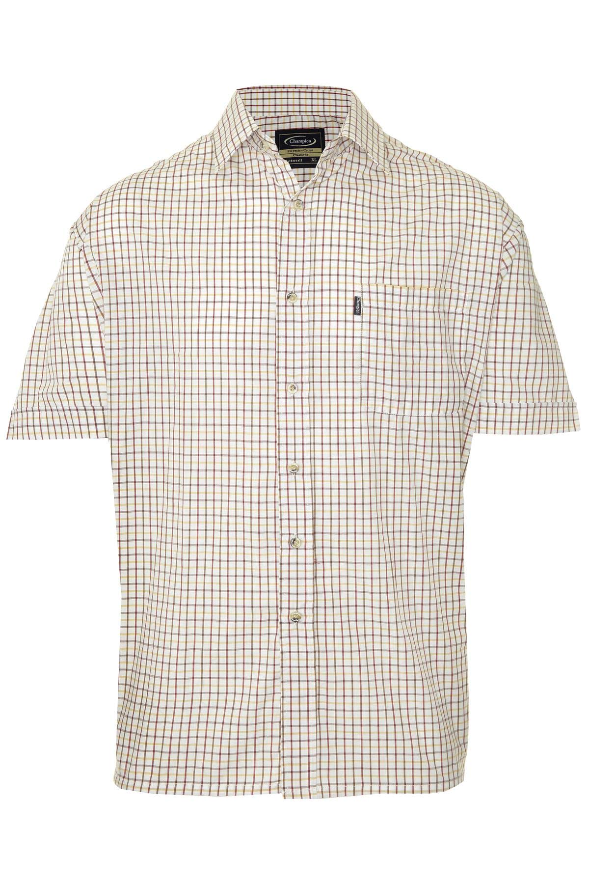 WALKER AND HAWKES - Men's Easy Care Short Sleeve Country Shirt - Red - 3X-Large (48'')