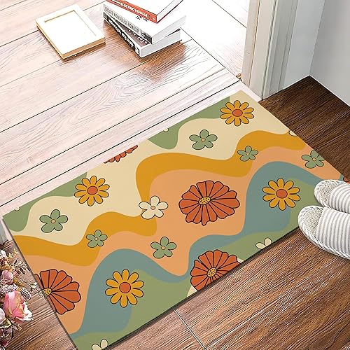 Miniatura 2 de TUBAMQ Tapete de primavera, tapete retro floral de los años 70 para interiores, tapete de flores de margaritas para decoración de puerta delantera,