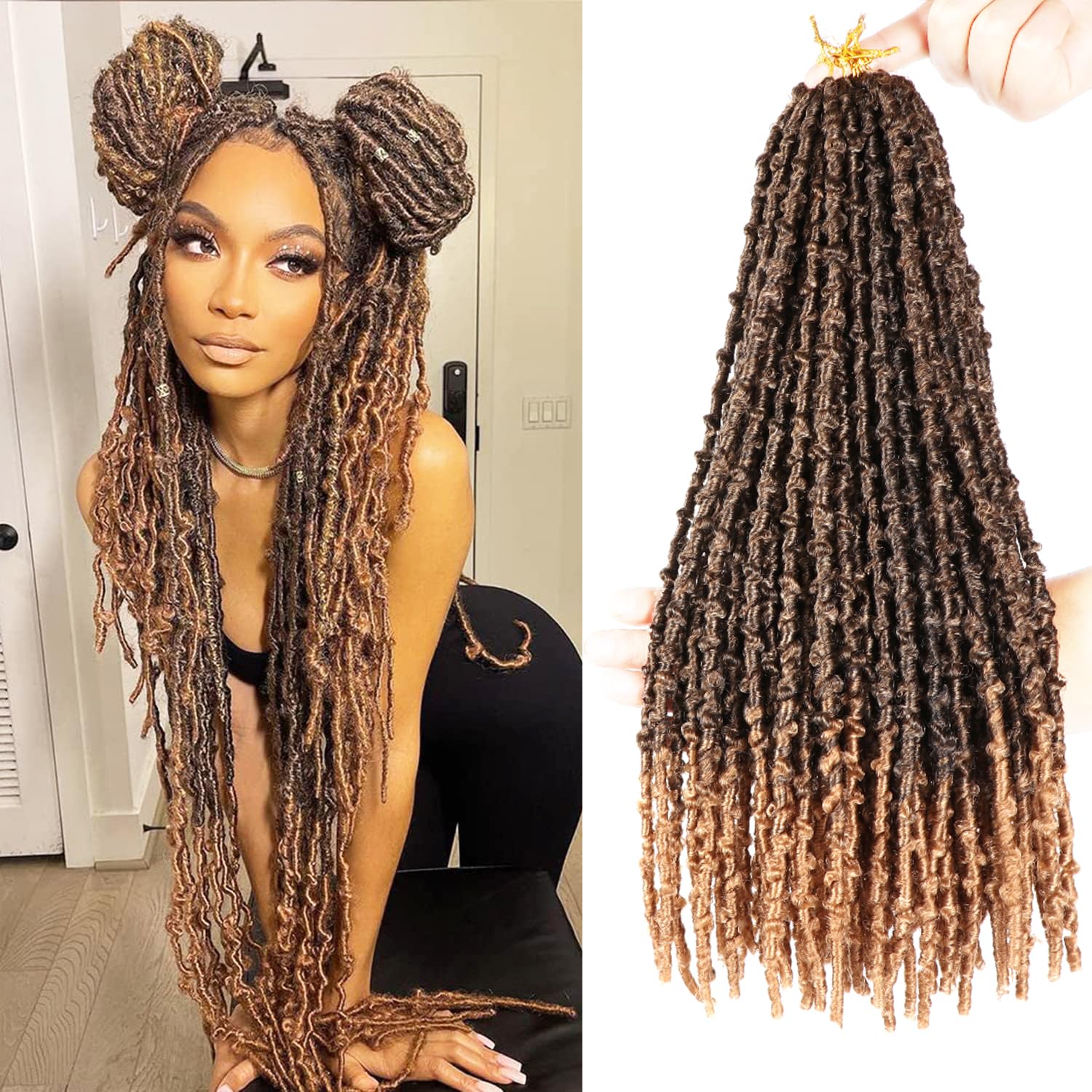 24inch Long Butterfly Locs Crochet Hair 8 Packs Pre Looped Distressed Butterfly Locs Crochet Braids Soft Messy Soft Locs Crochet Hair Faux Locs Crochet Hair Extensions