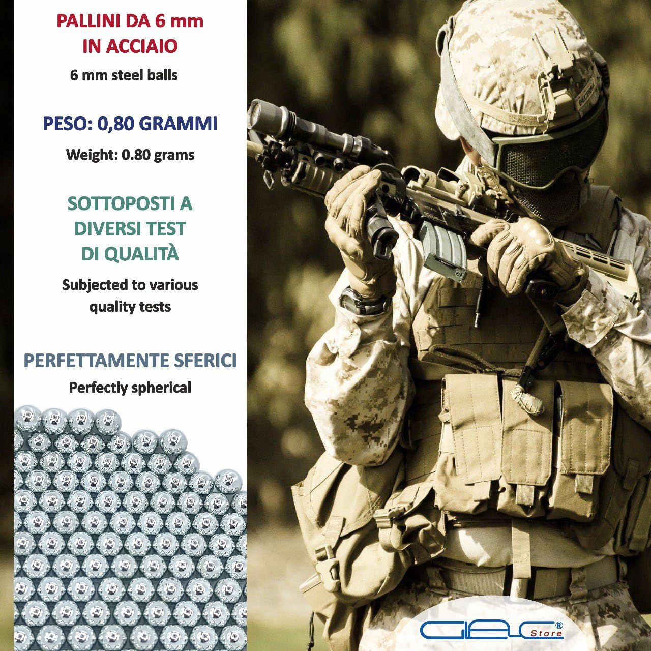 250 Pz Pallini in Acciaio Metallo da 6 mm per Softair Soft Air Pistole Fucili 0,80 Grammi Calibrati per Airsoft