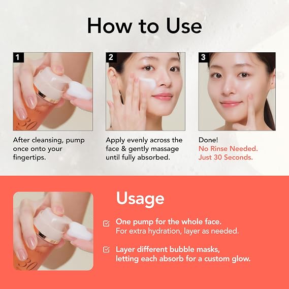 MENOKIN 30 Seconds Bubble Mask BRIGHT, Niacinamide Face Mask, 2.36 fl oz