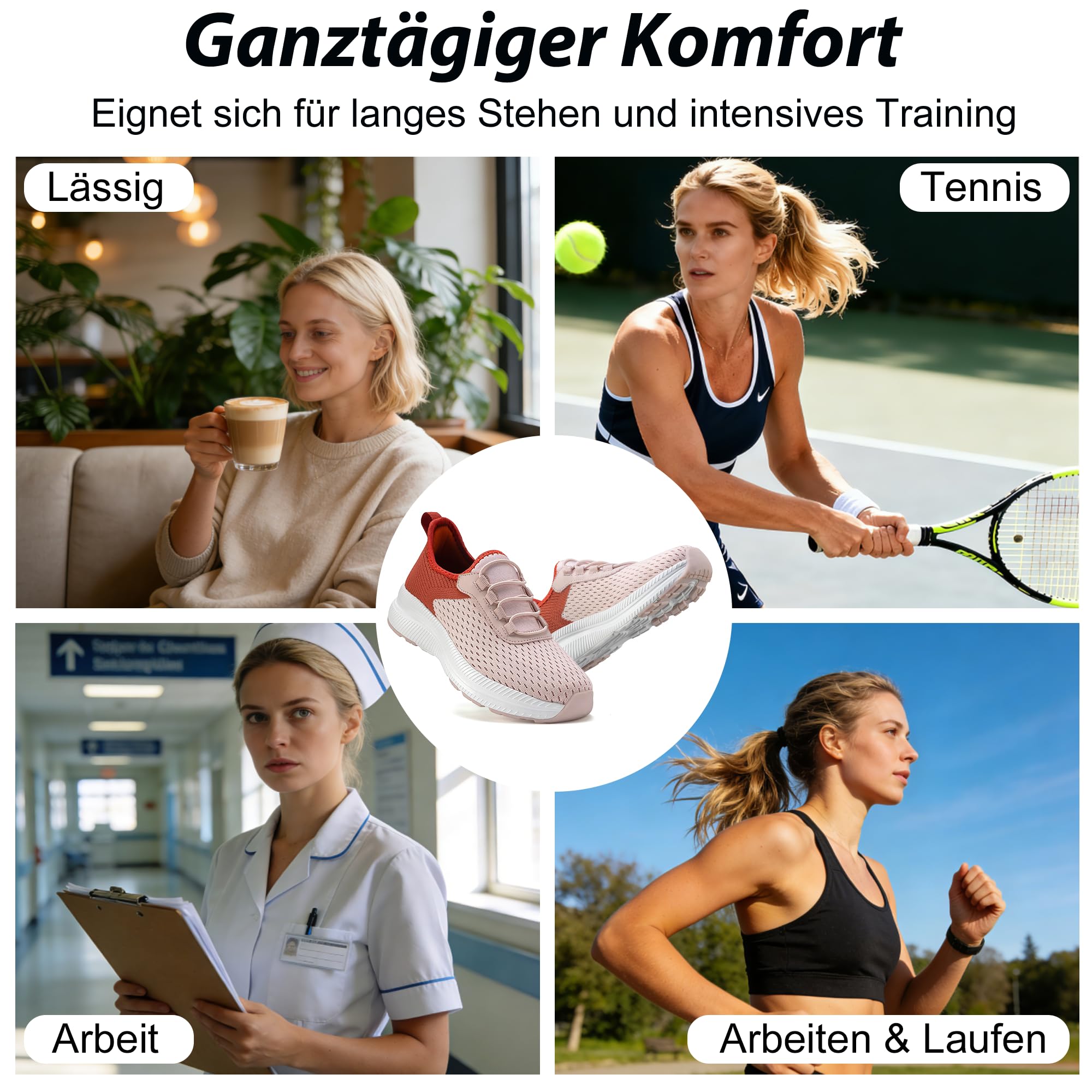 ZOVE Slip on Sneakers Damen rutschfeste Turnschuhe Atmungsaktives Leicht Sneaker & Sportschuhe für Damen Dämpfung Bequem Geeignet für Walking Fitness Jogging Freilandsport FR Size