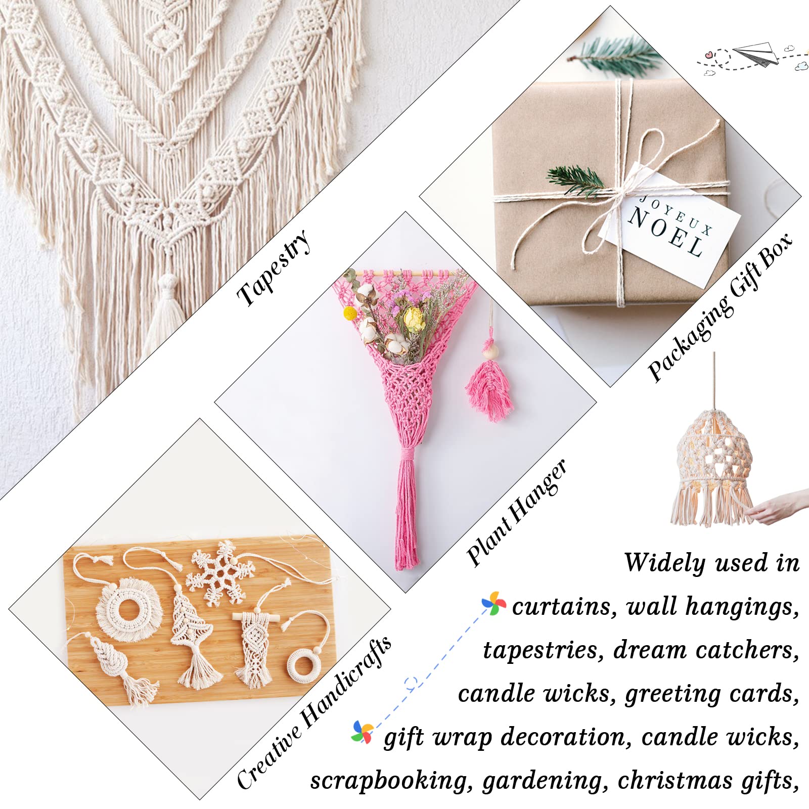 Artisanat Décoration Corde Macramé LEREATI 10mm X 23m - Coton Naturel Pour DIY, Décoration Murale Et Porte-Plantes Matériel Macramé