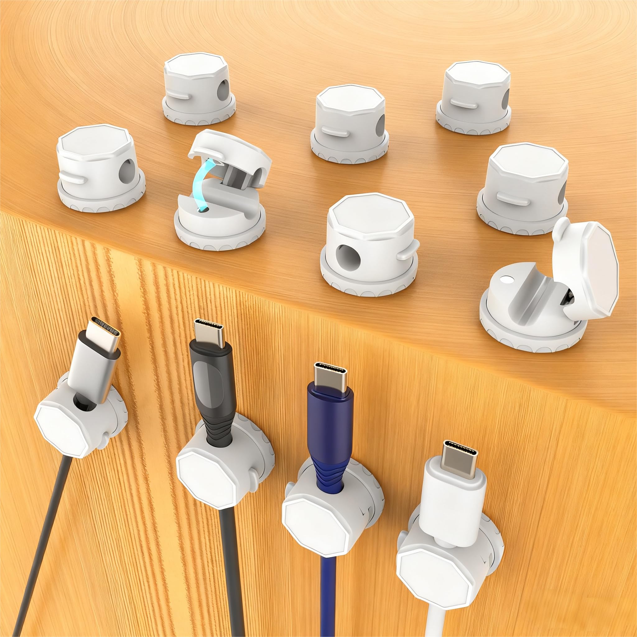 6 Pack Magnetic Cable Clips [Cable Smooth Adjustable] Cord Holder, Under Desk Cable Management, Adhesive Wire Holder Keeper Organizer for Home Office Desk Phone Car Wall Desktop Nightstand