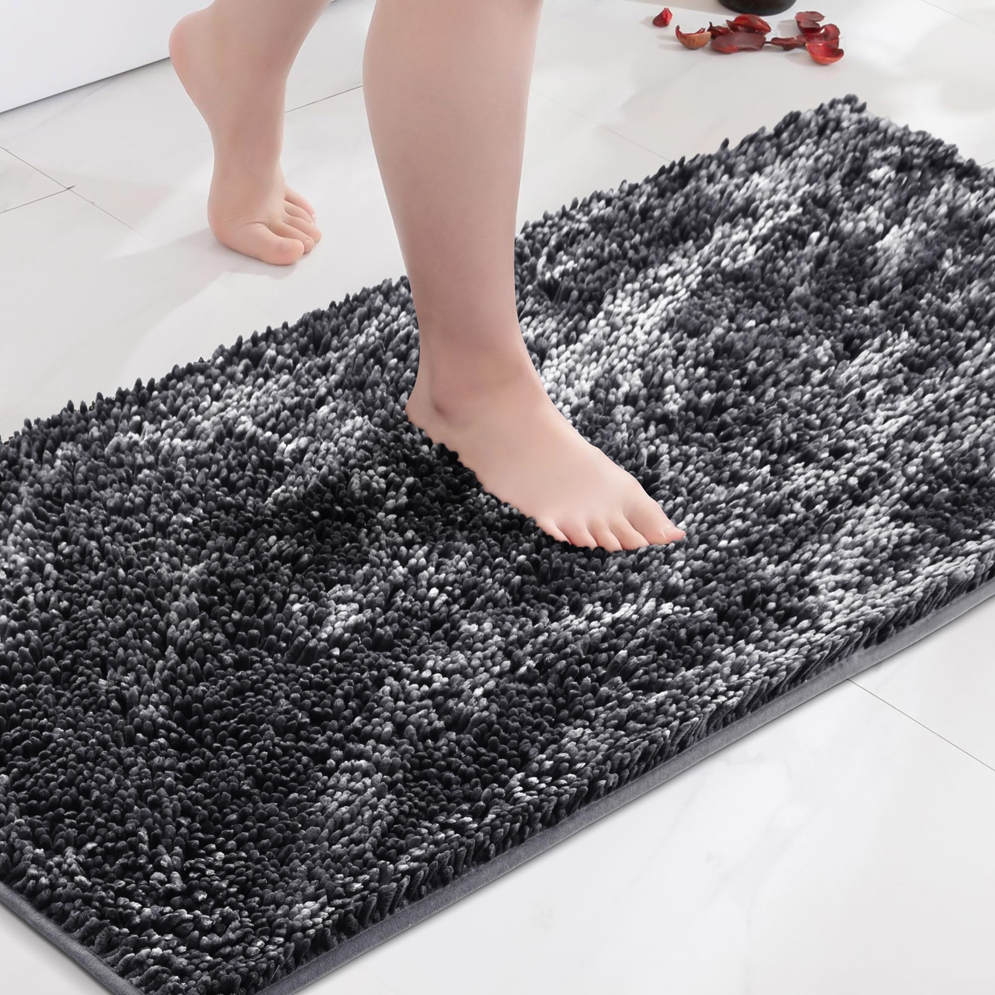 HOMEK Chenille Bathroom Rugs, 60×180cm Luxury Bath Rug, Extra Thick Soft and Absorbent Bathroom Mat