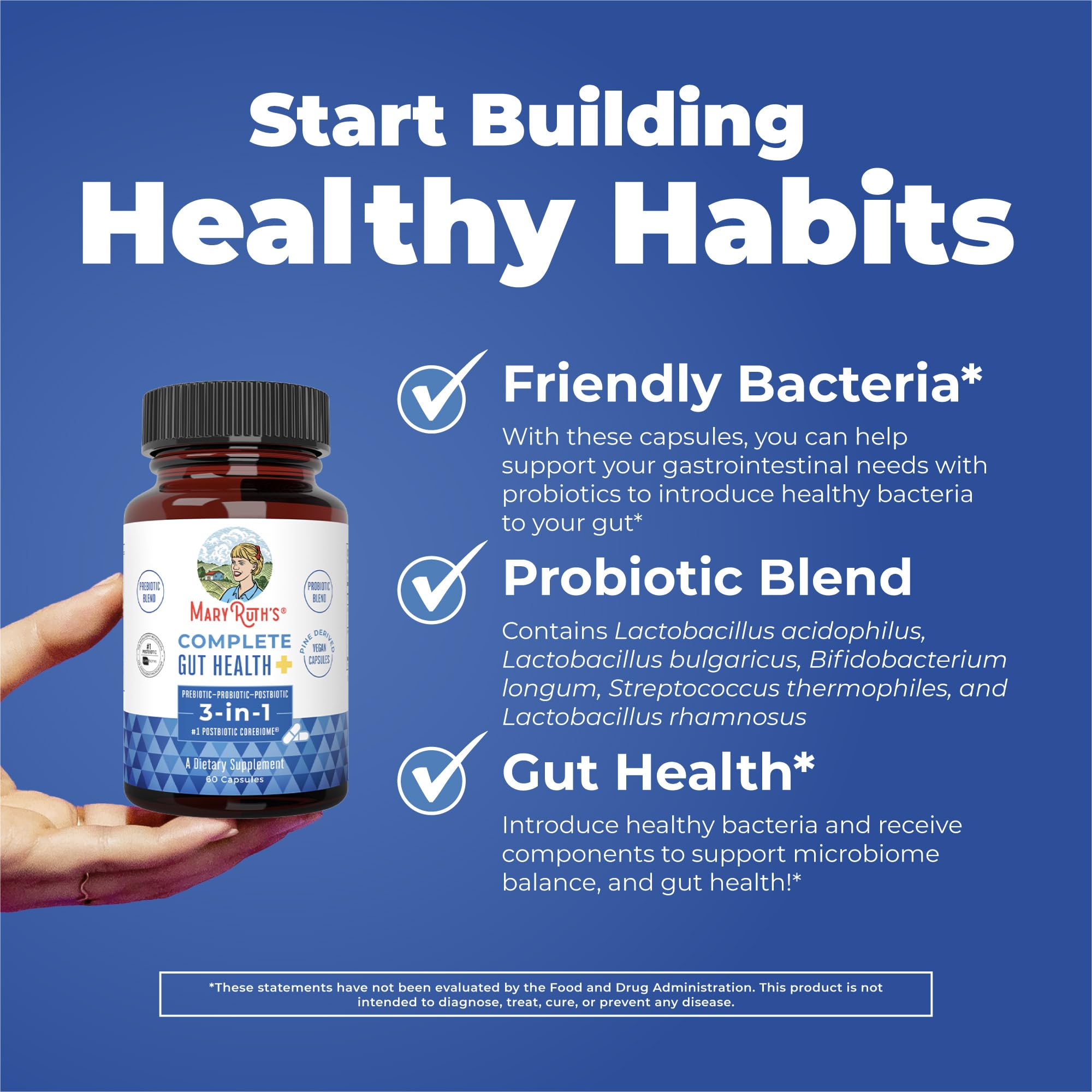 MARYRUTH'S Complete Gut Health+ Probiotic Capsules, with Post & Prebiotics — Amazon image 5