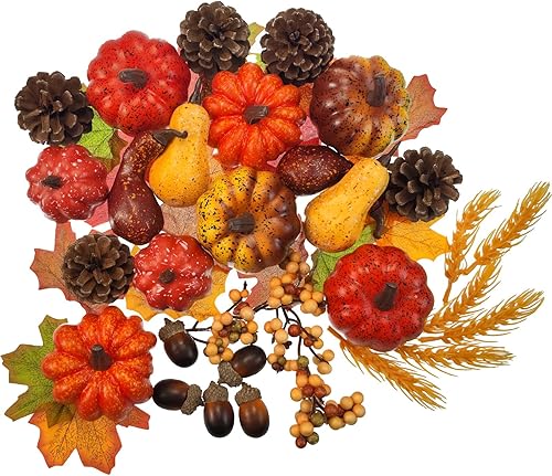 Juego de decoración de calabaza falsa, decoración de calabaza falsa, decoración de cosecha de otoño, decoración de Halloween de Acción de Gracias y