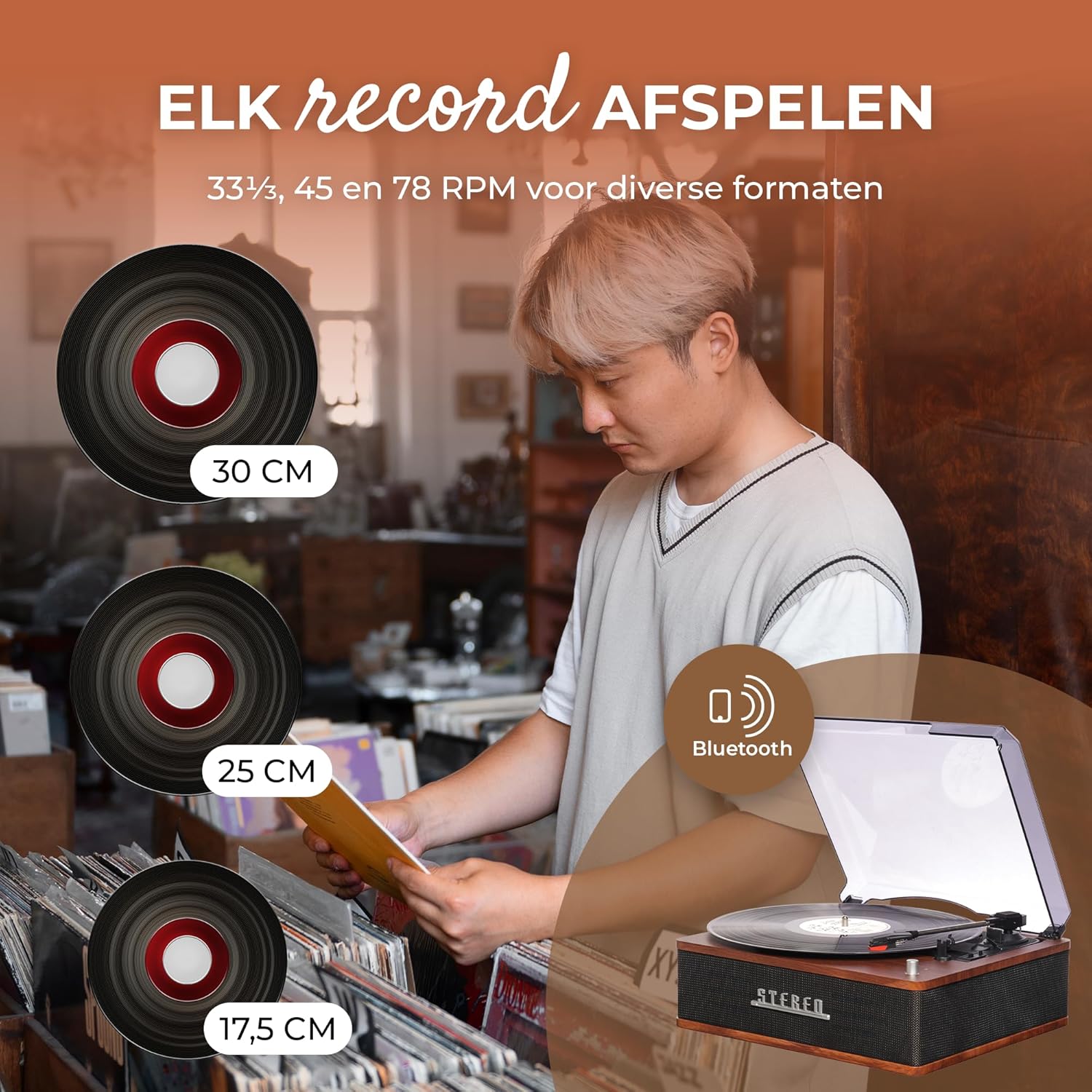 Denver Turntable playing different record sizes