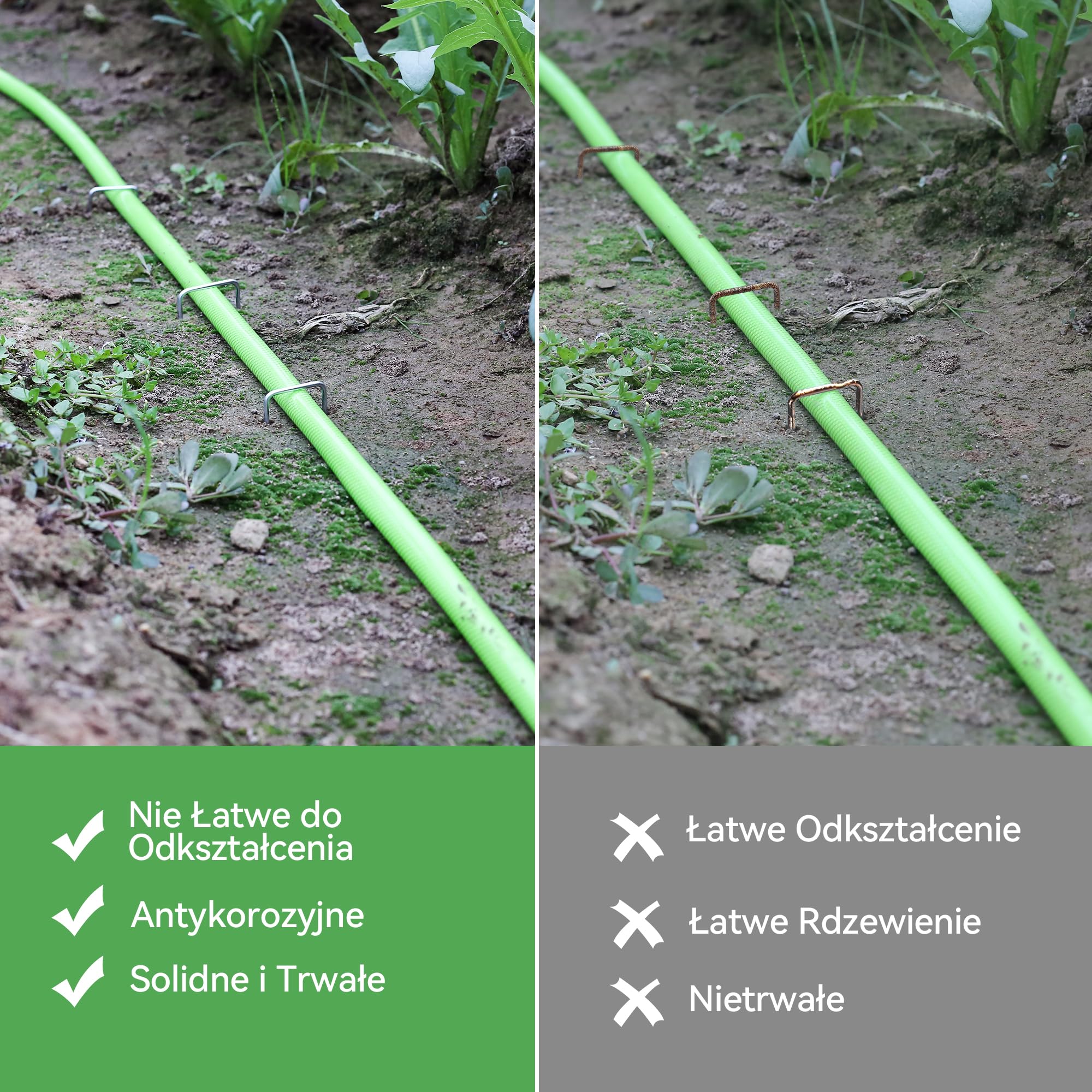 50 szt. Wytrzymałe Szpilki Ogrodowe 15cm Ø 3mm – Ocynkowane Stalowe Kotwy Mocujące do Mocowania i Kotwiczenia Agrowłókniny, Obrzeży Krajobrazowych, Siatek i Rurek z 1 Hakiem do Wyciągania
