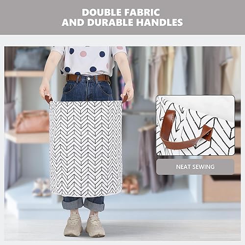 Miniatura 4 de Large Foldable Laundry Basket Organizer Holder portable tall collapsible laundry hamper nusery Storage Basket Bin with PU Leather Handles and