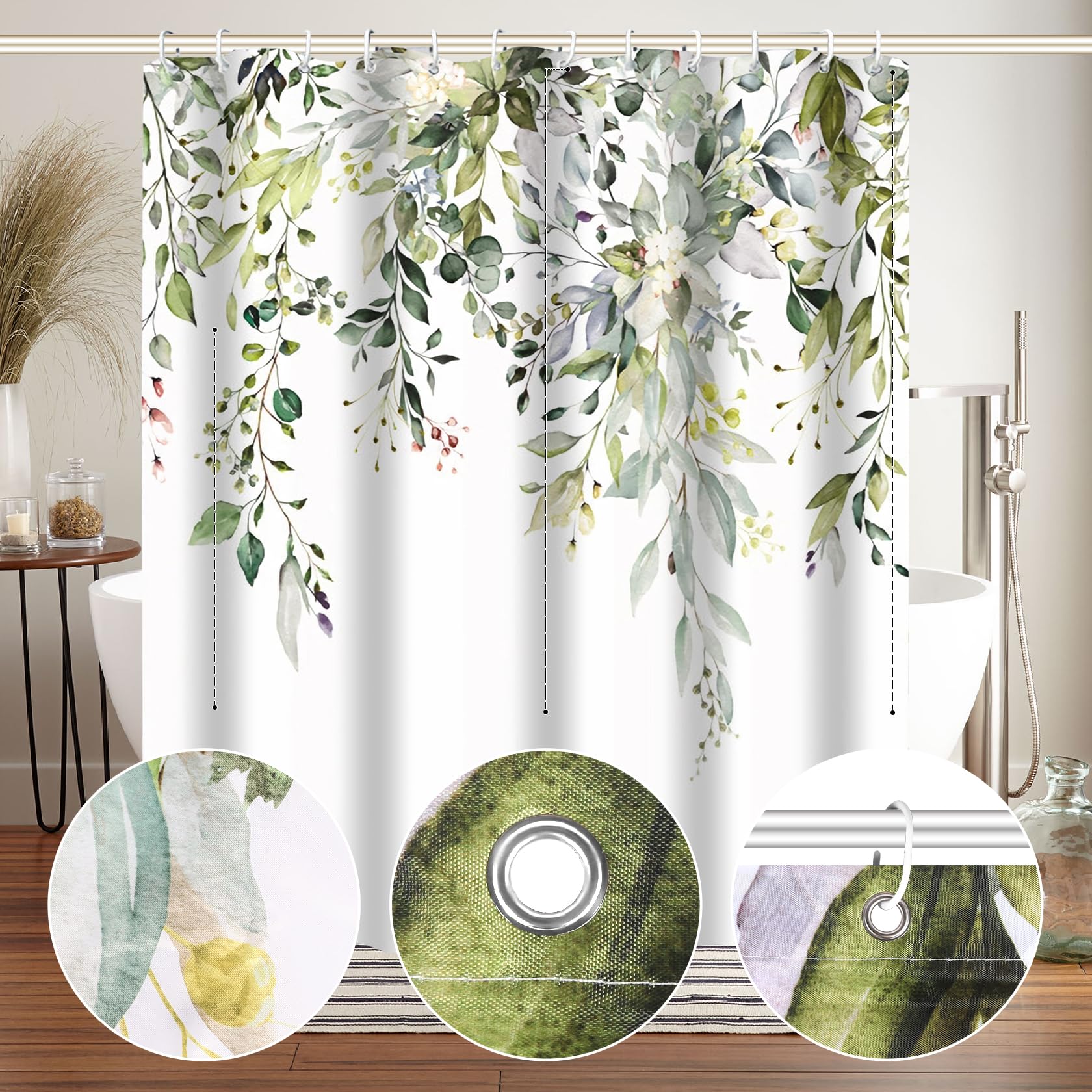 Duschvorhang Grün Mit Gold-Akzenten - Wasserdicht & Schnell Trocknend Für Jedes Badezimmer