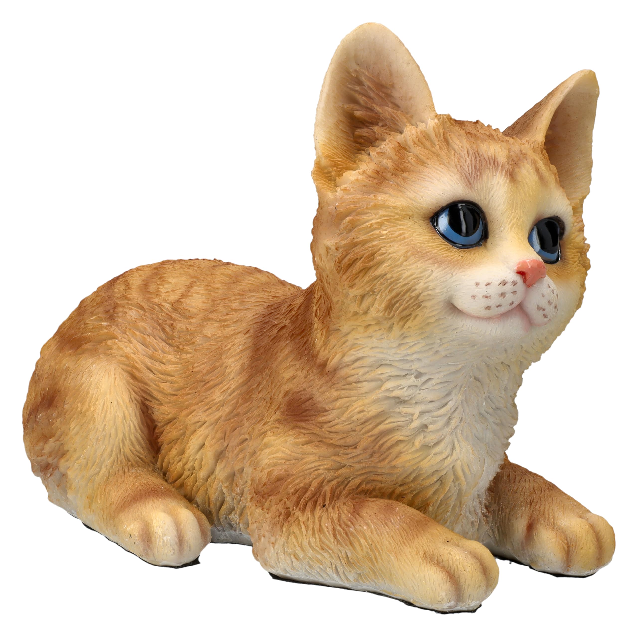 Figura decorativa de gato de gatito tigerado, color naranja, 14 cm