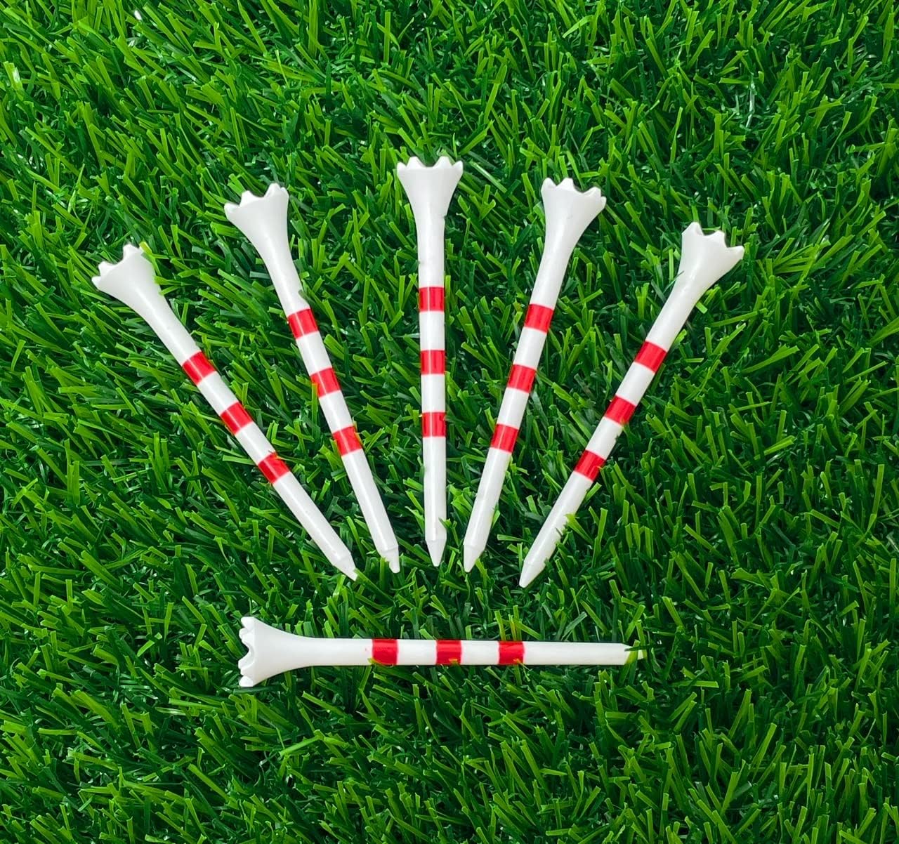 review NorthPointe 3 ¼” Golf Tees Plastic – White w/Red Stripes - 100 Plastic Golf Tees in Bulk