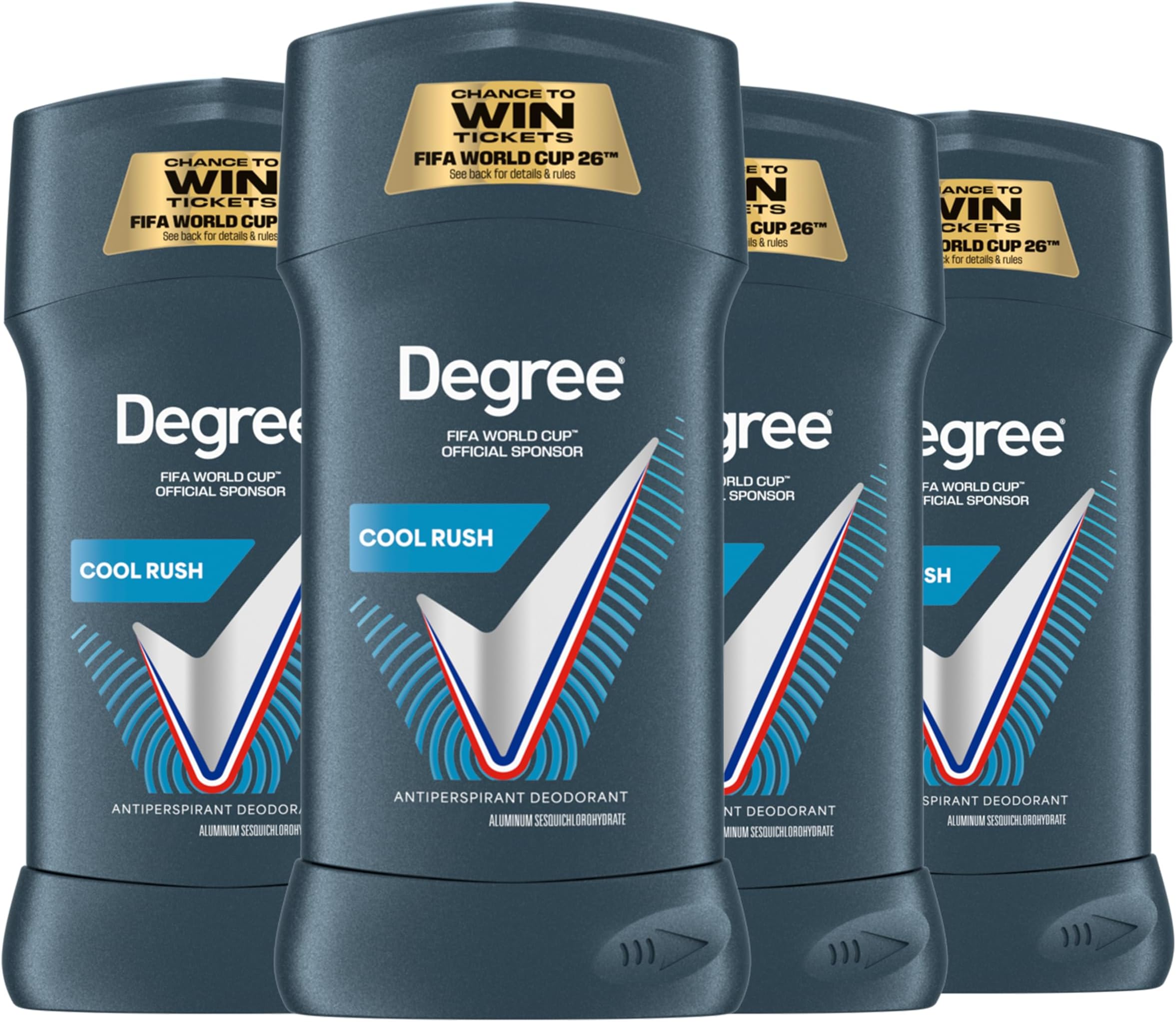 Degree Men Advanced Protection Antiperspirant Deodorant Cool Rush 4 count 72-Hour Sweat and Odor Protection Antiperspirant For Men With MotionSense Technology 2.7 oz