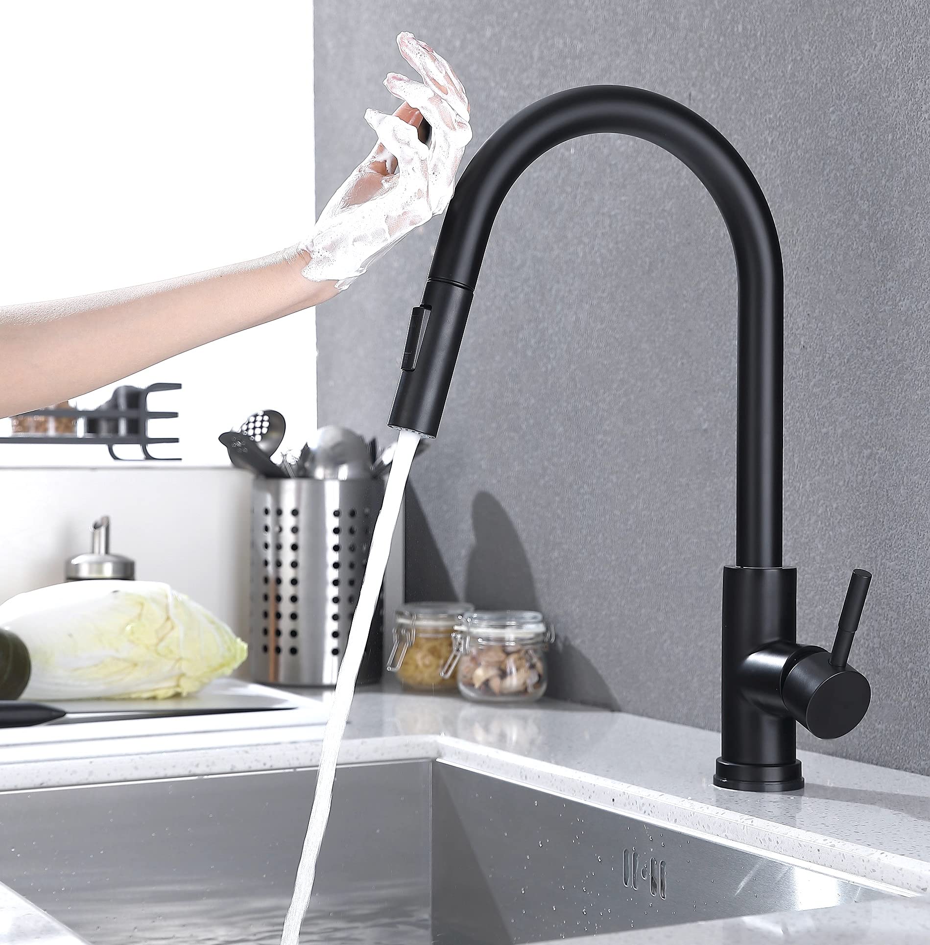 Buy Knörr Touchless Handle Faucet Modern Single Handle Touch On Kitchen Sink Faucet with Pull