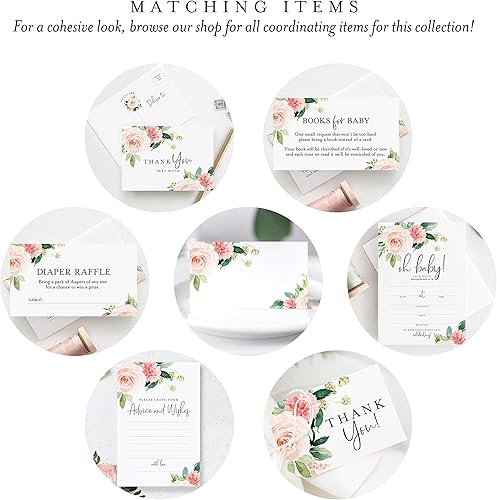 Miniatura 4 de Bliss Collections Tarjetas de Consejos y Deseos, Diseño Floral Bohemio Rosa Rubor y Vegetación, Perfecto para la Novia y el Novio, Baby Shower