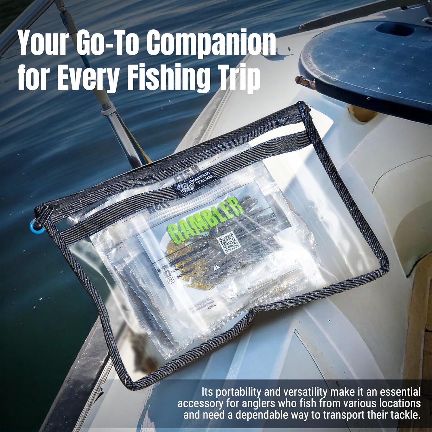 Reaction Tackle Clear Storage Bag Tackle Pak – Water-Resistant Plastic Storage for Bait, Tackle, Lures, Soft Plastics, and Fishing Gear