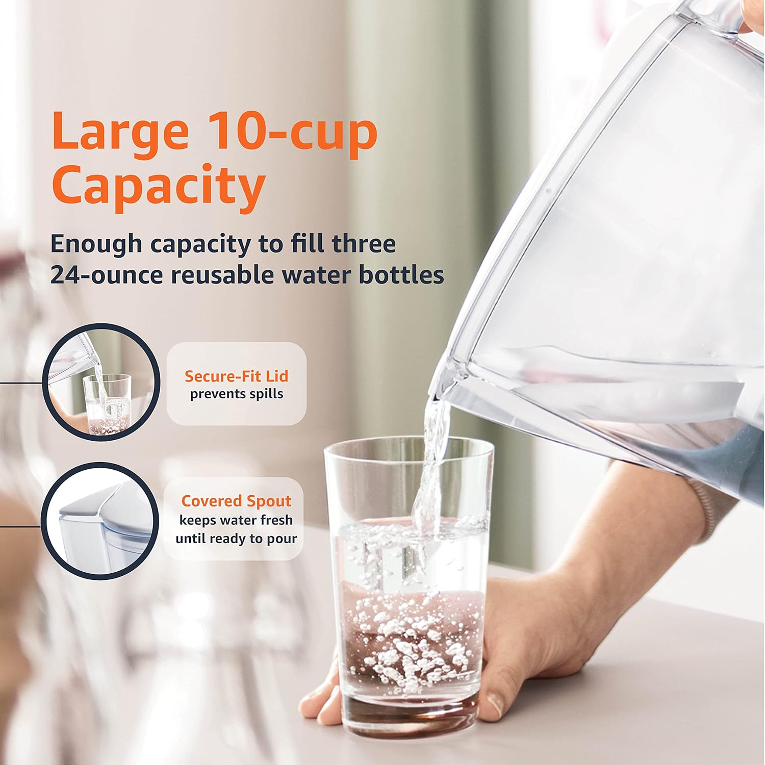 10-Cup Water Pitcher with Filter