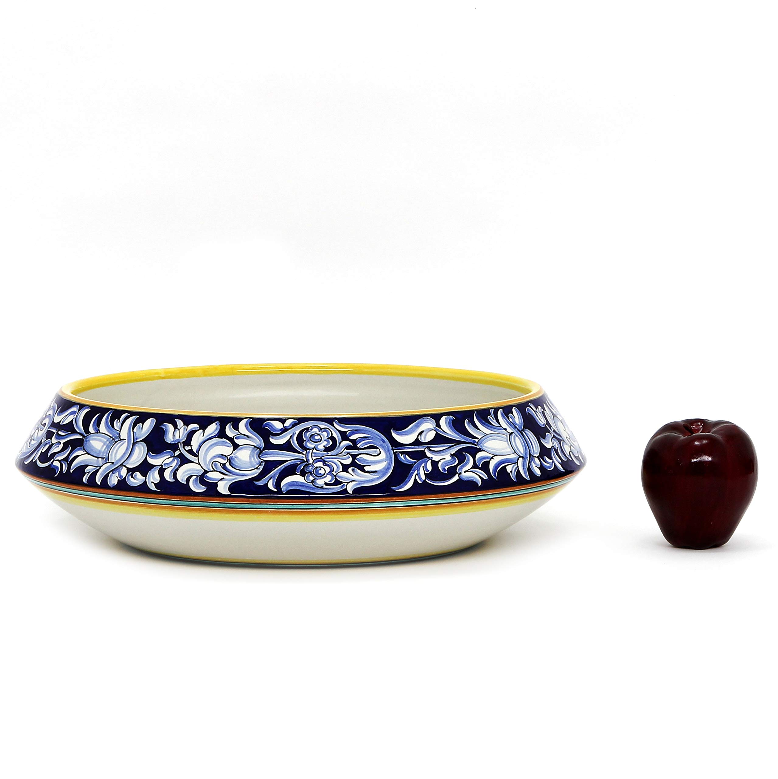 DERUTA BELLA Centerpiece Shades of Blue Designs [3503/40A-VCD] - Authentic Hand Painted in Italy. Original Design. Shipped from The USA with Certificate of Authenticity.