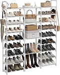 WOWLIVE 9 Tiers Grand organisateur de rangement de rack de chaussures pour placard 50-55 paires Tour de chaussures étagère empilable rack avec tuyaux en métal Connecteurs en plastique noir(SSS3B9)