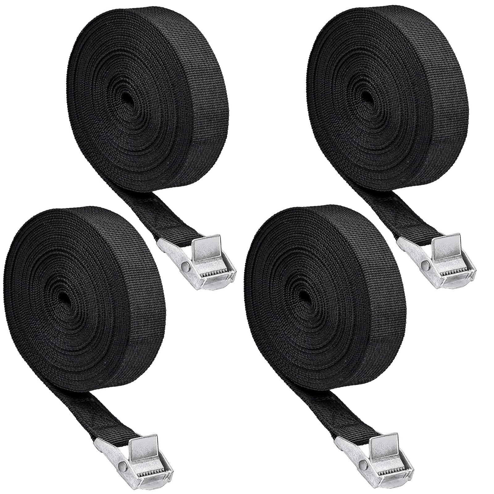 4 Pieces Tie Down Straps, 6M x 2.5cm Adjustable Lashing Straps, Heavy Duty Lashing Straps with Quick Release Cam Bukle for Trailer, Vans, Motorcycle, Luggage, Cargo, Trucks