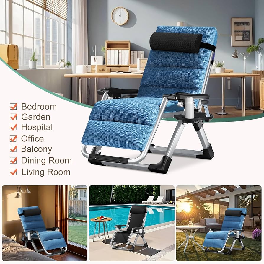 Folding Zero Gravity Chair 440LBS Heavy Duty Sun Lounger Adjustable