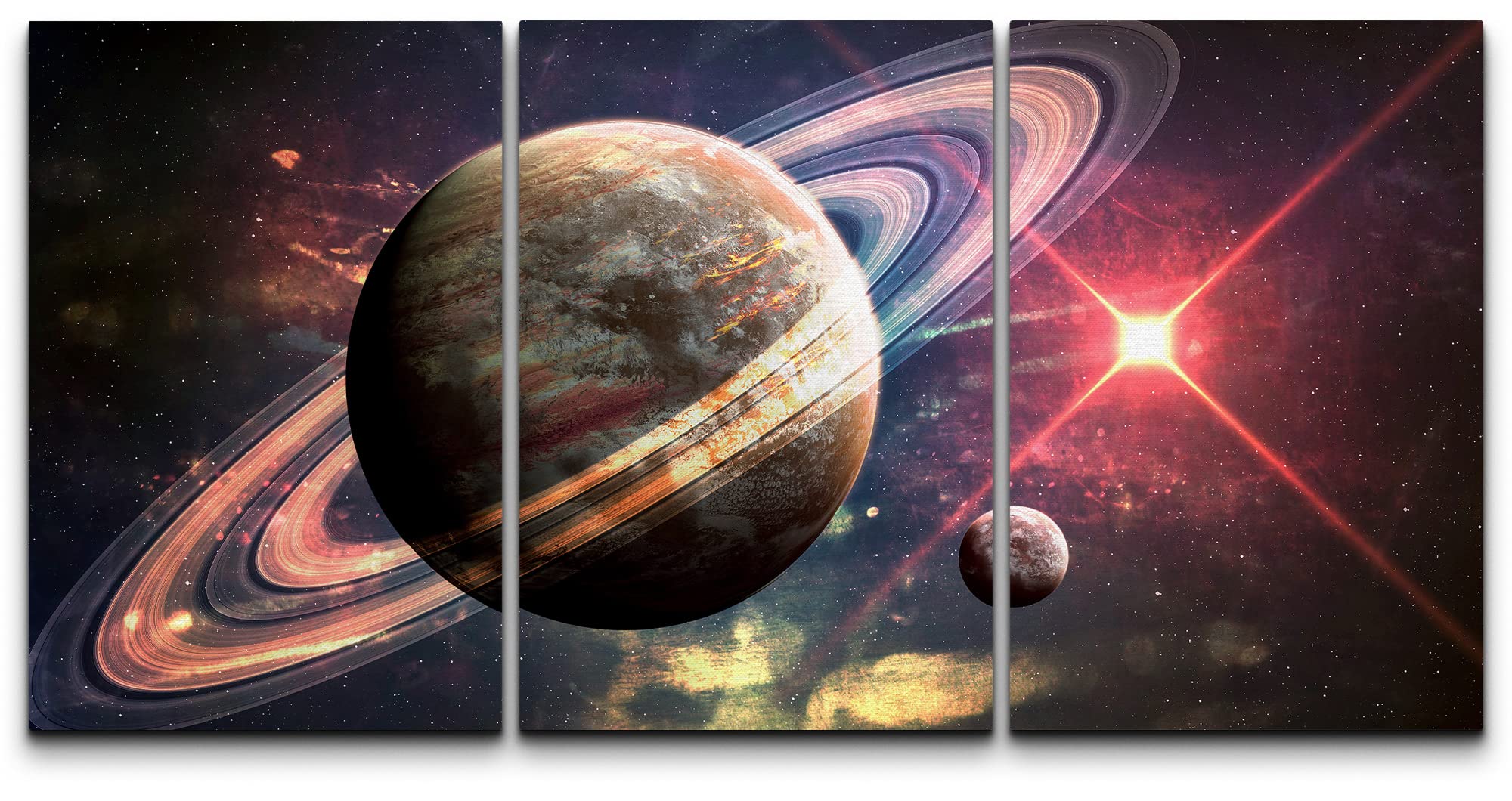 Amazon.com: wall26 Canvas Print Wall Art Set Saturn Ring Red Star
