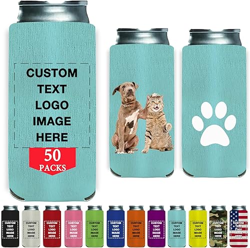 Miniatura 1 de Fundas para enfriar latas personalizadas, delgadas, acogedoras, a granel, personalizadas, con imagen, texto, logotipo, aisladas, para botellas,