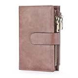 Womens Wallets Rfid Credit Card Holder with 2 Zipper Pockets, 3 ID Windows Ladies Purse Leather