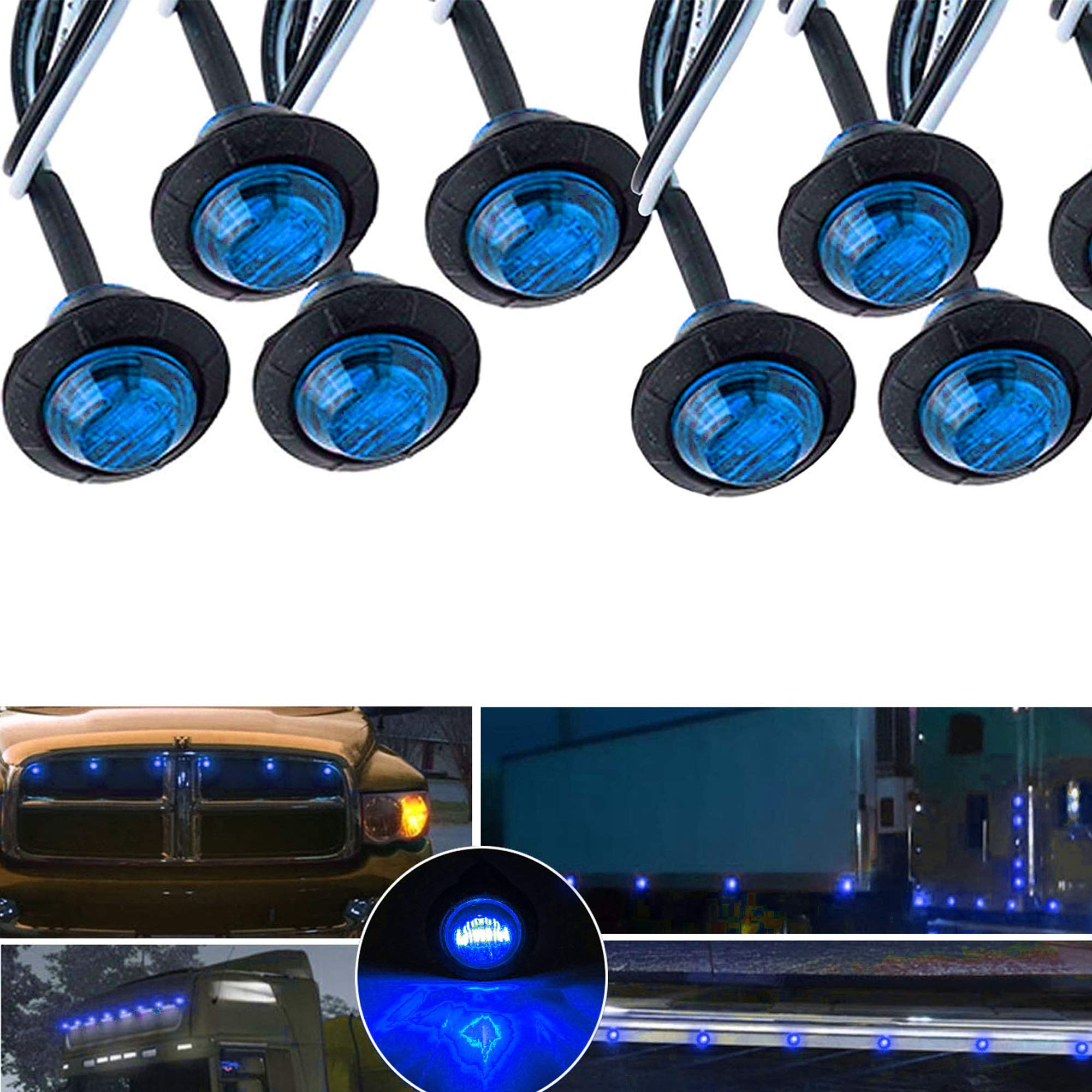 Blue Led Truck Marker Lights Bluetooth Trailer Lights MADCATZ 20 Pcs