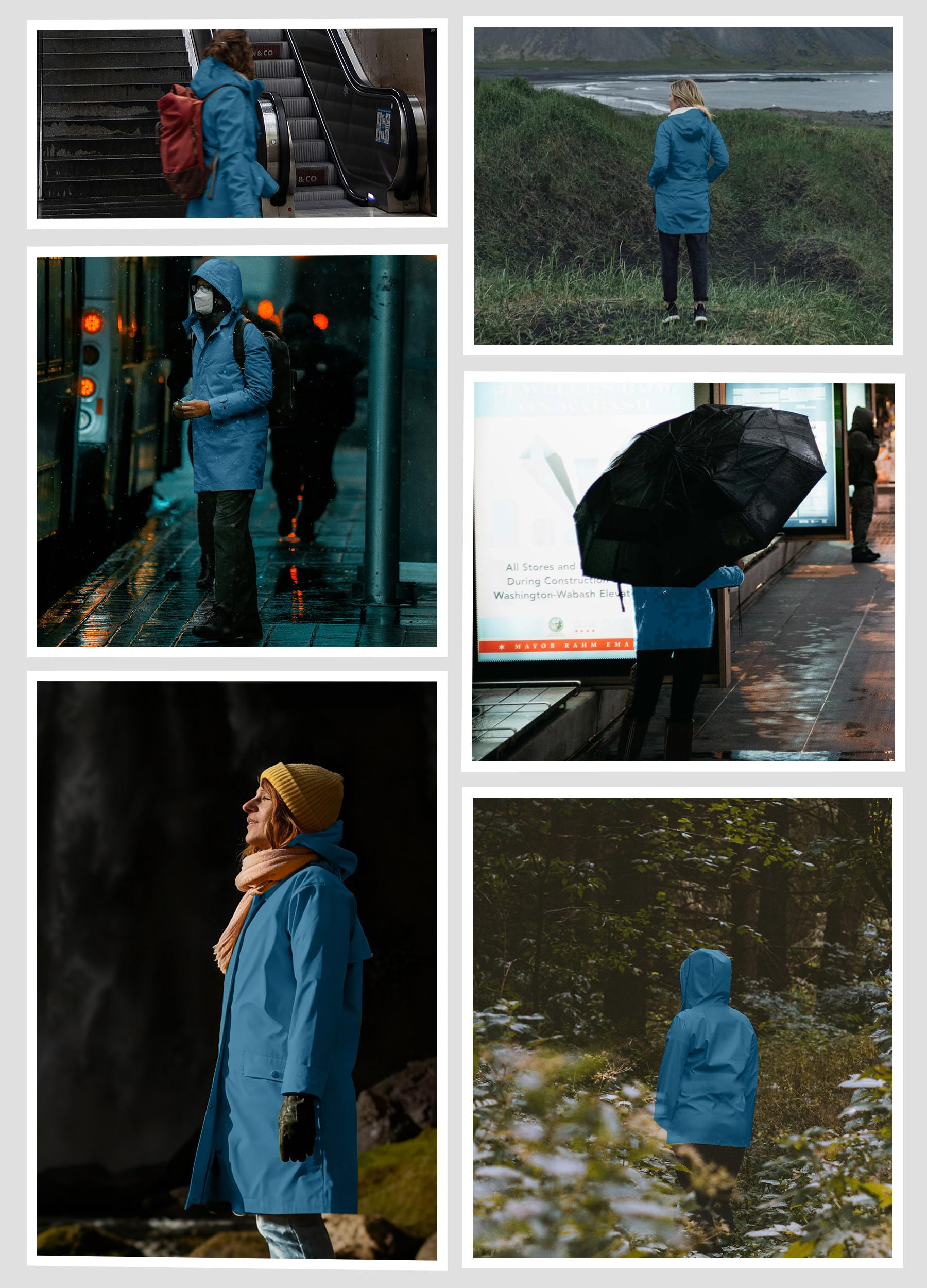 ATLASLAVA Regenjacke Damen Wasserdicht Kapuze Regenmantel Outdoor S-3XL