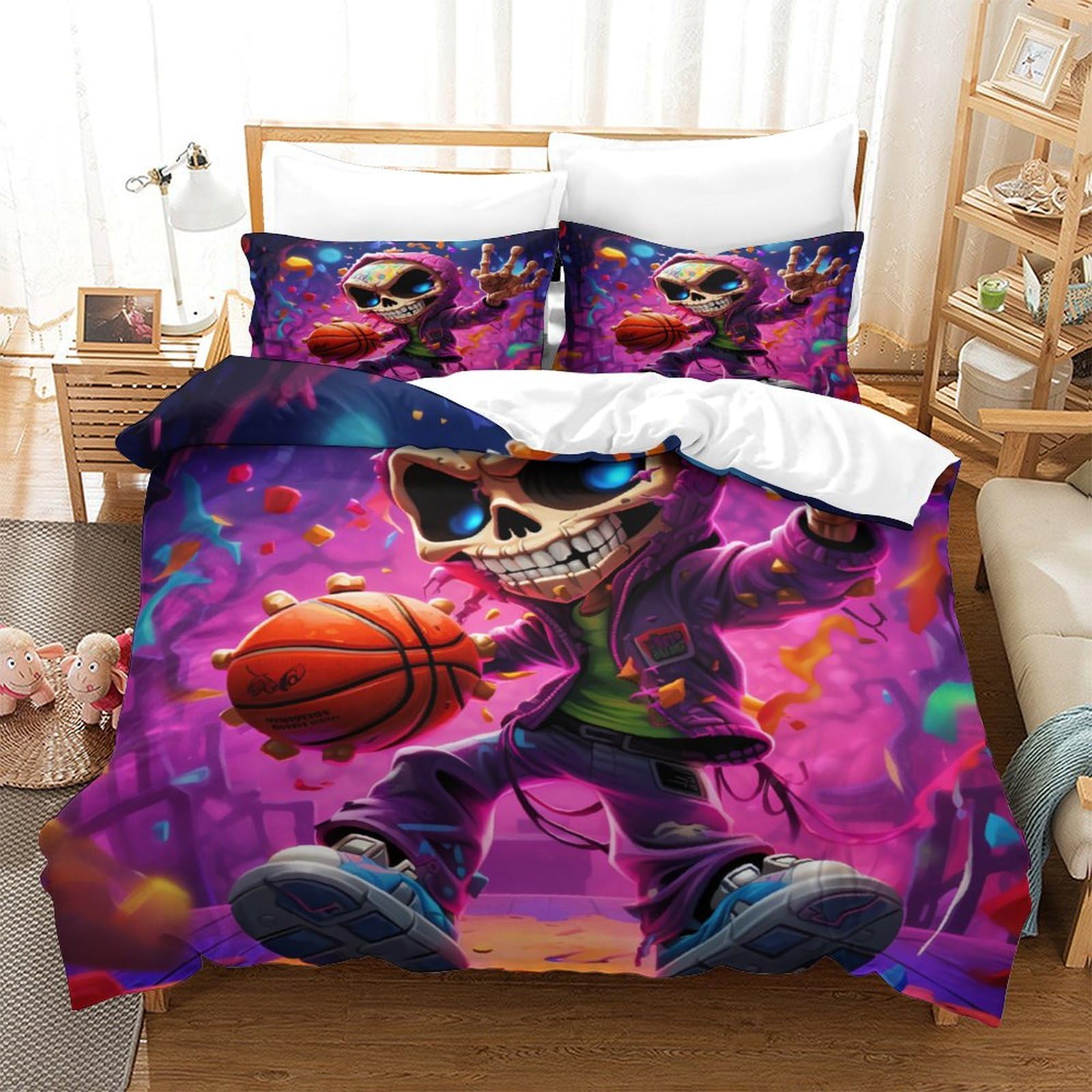 Housse de couette basket 3D pour transformer une chambre d'ado fan de sport et de glisse