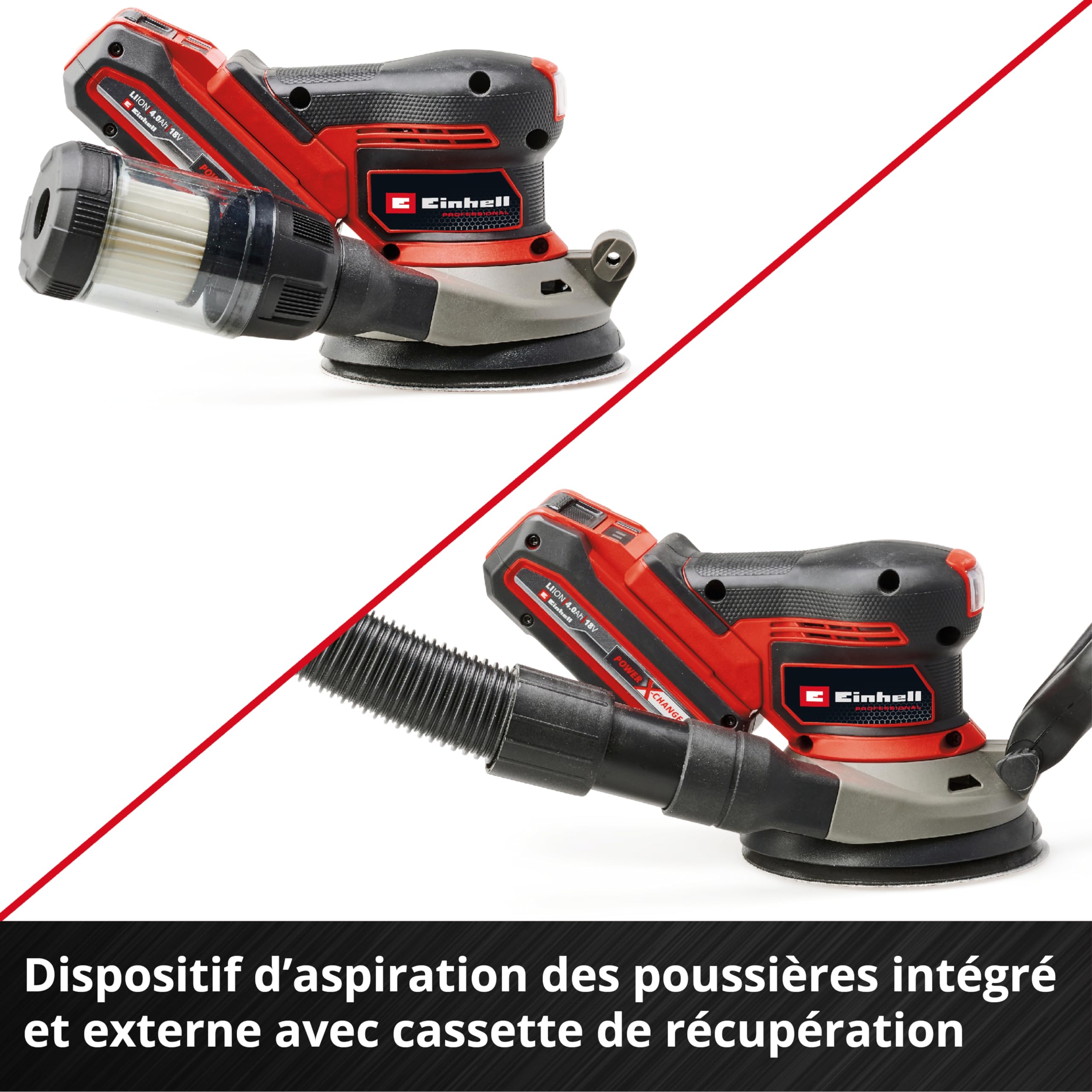 Einhell Professional Ponceuse excentrique sans fil TP-RS 18/32 Li BL-Solo Power X-Change (18 V, moteur Brushless, semelle 125 mm, papier abrasif inclus) Livré sans batterie ni chargeur