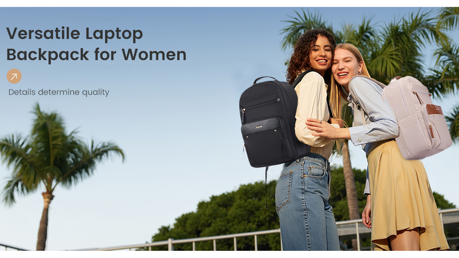 LOVEVOOK Laptop Backpack for Women with Leather Trim & Tumbler Pockets, 15.6