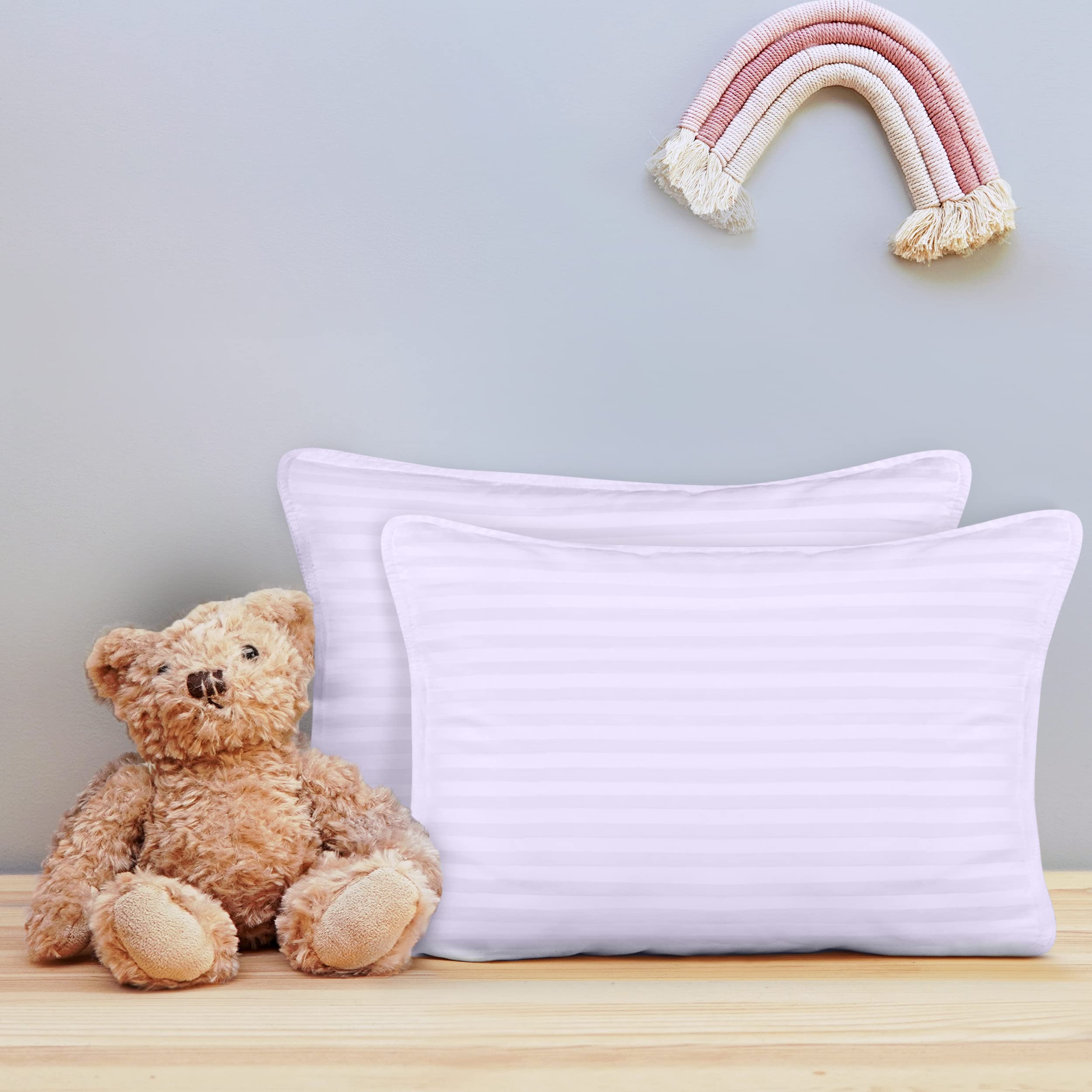 Utopia Bedding Almohada para niños pequeños (Lavanda, Paquete de 2), Almohadas de 13 x 18 Pulgadas para Dormir, Carcasa de Mezcla de algodón Suave y Transpirable, Relleno de poliéster, Almohada para