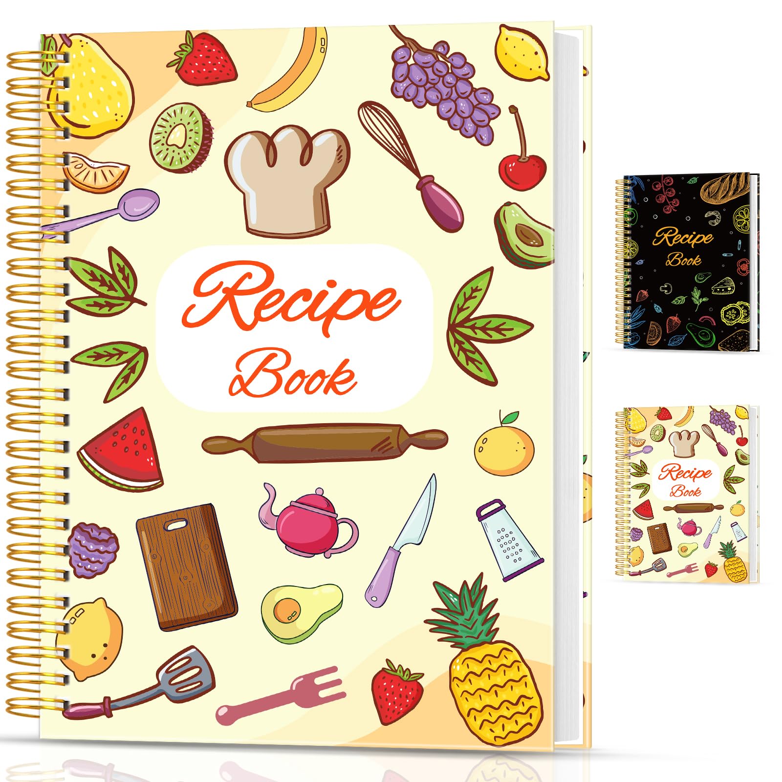 BLESWIN Blank Recipe Book for Own Recipes A5 Hardcover Cookbook Recipe, Spiral Recipe Journal Organize Your Recipes